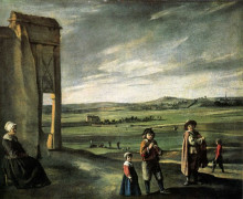 Репродукция картины "landscape with an old woman" художника "ленен (братья)"