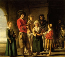 Картина "peasants in the cave house" художника "ленен (братья)"