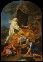 Репродукция картины "st. bruno appearing to comte roger" художника "лёсюёр эсташ"