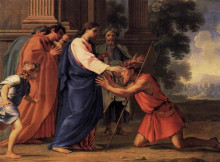 Картина "christ healing the blind man" художника "лёсюёр эсташ"