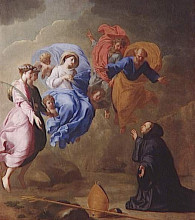 Репродукция картины "apparition de la vierge" художника "лёсюёр эсташ"