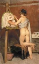 Картина "boy painting a tragic mask" художника "лефевр жюль жозеф"