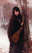 Копия картины "girl with a mandolin" художника "лефевр жюль жозеф"