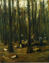 Картина "lumberjack in the forest" художника "либерман макс"