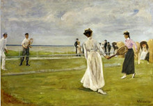 Репродукция картины "tennis game by the sea" художника "либерман макс"