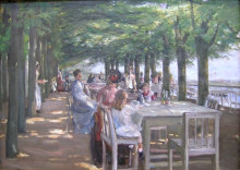 Репродукция картины "the terrace at the restaurant jacob in nienstedten on the elbe" художника "либерман макс"