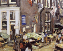 Копия картины "jewish quarter in amsterdam" художника "либерман макс"