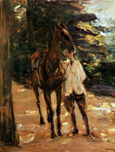 Репродукция картины "man with horse" художника "либерман макс"