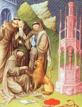 Копия картины "st. jerome extracting a thorn" художника "лимбург (братья)"