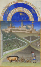 Копия картины "march: peasants at work on a feudal estate" художника "лимбург (братья)"