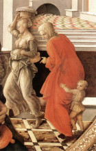 Репродукция картины "virgin with the child and scenes from the life of st. anne (detail)" художника "липпи филиппо"