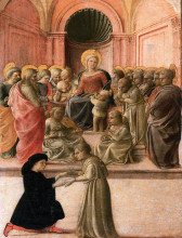 Репродукция картины "madonna and child with saints, angels and a donor" художника "липпи филиппо"