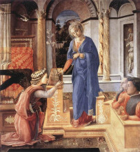 Репродукция картины "the annunciation with two kneeling donors" художника "липпи филиппо"
