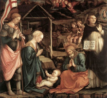 Картина "adoration of the child with saints" художника "липпи филиппо"