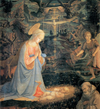 Картина "the adoration of the infant jesus" художника "липпи филиппо"