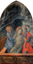 Картина "dead christ supported by mary and st. john the evangelist" художника "липпи филиппо"