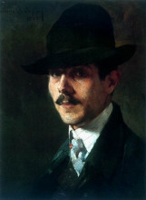 Репродукция картины "portrait of painter oumvertos argyros" художника "литрас николаос"