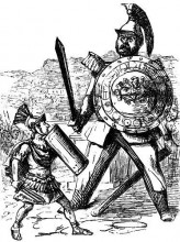Репродукция картины "terrific combat between titus manlius and a gaul of gigantic stature" художника "лич джон"