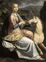 Репродукция картины "dama con l&#39;unicorno" художника "лонги барбара"