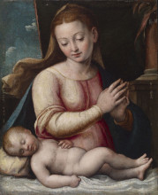 Копия картины "madonna adoring the child" художника "лонги барбара"