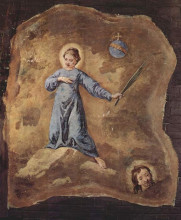 Копия картины "фреска церкви сан-панталон в венеции. сцена: святой мученик, фрагмент." художника "лонги пьетро"