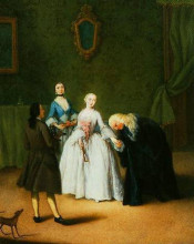 Репродукция картины "дворянин целует даме руку" художника "лонги пьетро"
