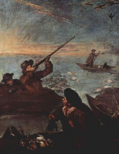 Репродукция картины "охотники стреляют в уток" художника "лонги пьетро"