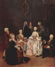 Репродукция картины "аристократическое семейство" художника "лонги пьетро"