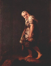 Репродукция картины "пастушка с корзиной" художника "лонги пьетро"