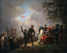 Картина "dannebrog falling from the sky during the battle of lyndanisse, june 15, 1219" художника "лоренцен кристиан август"