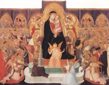 Копия картины "madonna with angels and saints (maest&#224;)" художника "лоренцетти амброджо"
