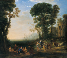 Репродукция картины "coast scene with europa and the bull" художника "лоррен клод"