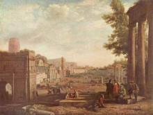 Картина "the campo vaccino, rome" художника "лоррен клод"