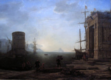 Картина "harbour view at sunrise" художника "лоррен клод"