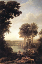 Репродукция картины "landscape with the finding of moses" художника "лоррен клод"