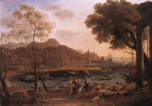 Репродукция картины "harbour scene with grieving heliades" художника "лоррен клод"