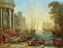 Репродукция картины "seaport with the embarkation of st. ursula" художника "лоррен клод"