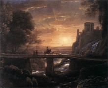 Копия картины "landscape with an imaginary view of tivoli" художника "лоррен клод"