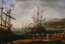Картина "marine with the trojans burning their boats" художника "лоррен клод"