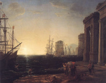 Копия картины "harbour scene at sunset" художника "лоррен клод"