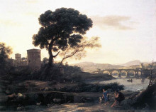 Копия картины "landscape with shepherds - the pont molle" художника "лоррен клод"