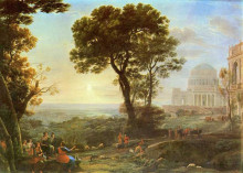 Картина "veduta of delphi, with a sacrificial procession" художника "лоррен клод"
