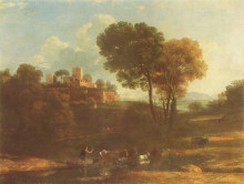 Репродукция картины "villa in the roman campagna" художника "лоррен клод"