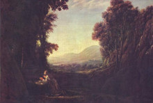 Репродукция картины "landscape with repentant magdalene" художника "лоррен клод"