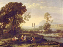 Репродукция картины "landscape with the flight into egypt" художника "лоррен клод"