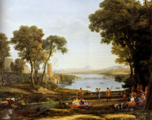 Копия картины "landscape with the marriage of isaac and rebekah" художника "лоррен клод"