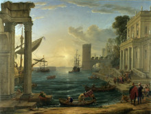 Картина "the embarkation of the queen of sheba" художника "лоррен клод"