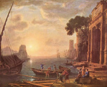 Копия картины "port at sunset" художника "лоррен клод"