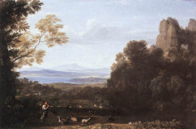 Репродукция картины "landscape with apollo and mercury" художника "лоррен клод"