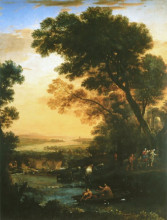 Репродукция картины "landscape with flight into egypt" художника "лоррен клод"